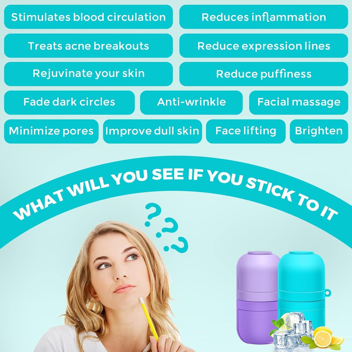 Ice Face Roller and Gua Sha Set for Tightens and Shrinks Pores Relief Eye Puffiness Birthday Gifts for Her Women Beauty Skincare Face Gua Sha Stone Massager Tools Products