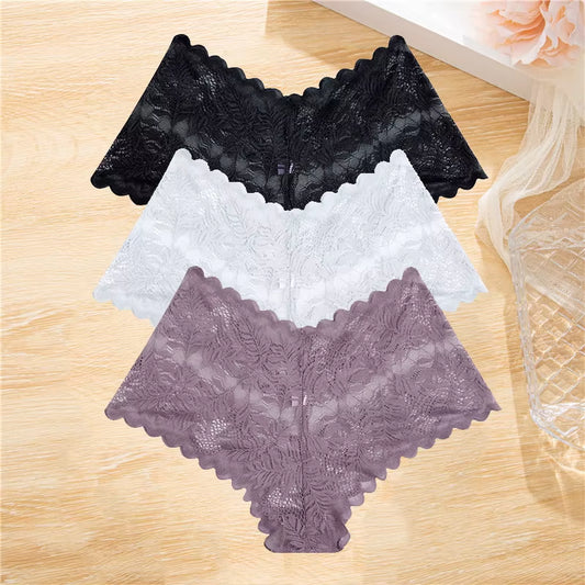 3Pcs/Set Lace Boyshort Panties Women Low-Rise Floral Underwear S-XL Girls Sexy Panties Ladies Lace Underpants Lingerie